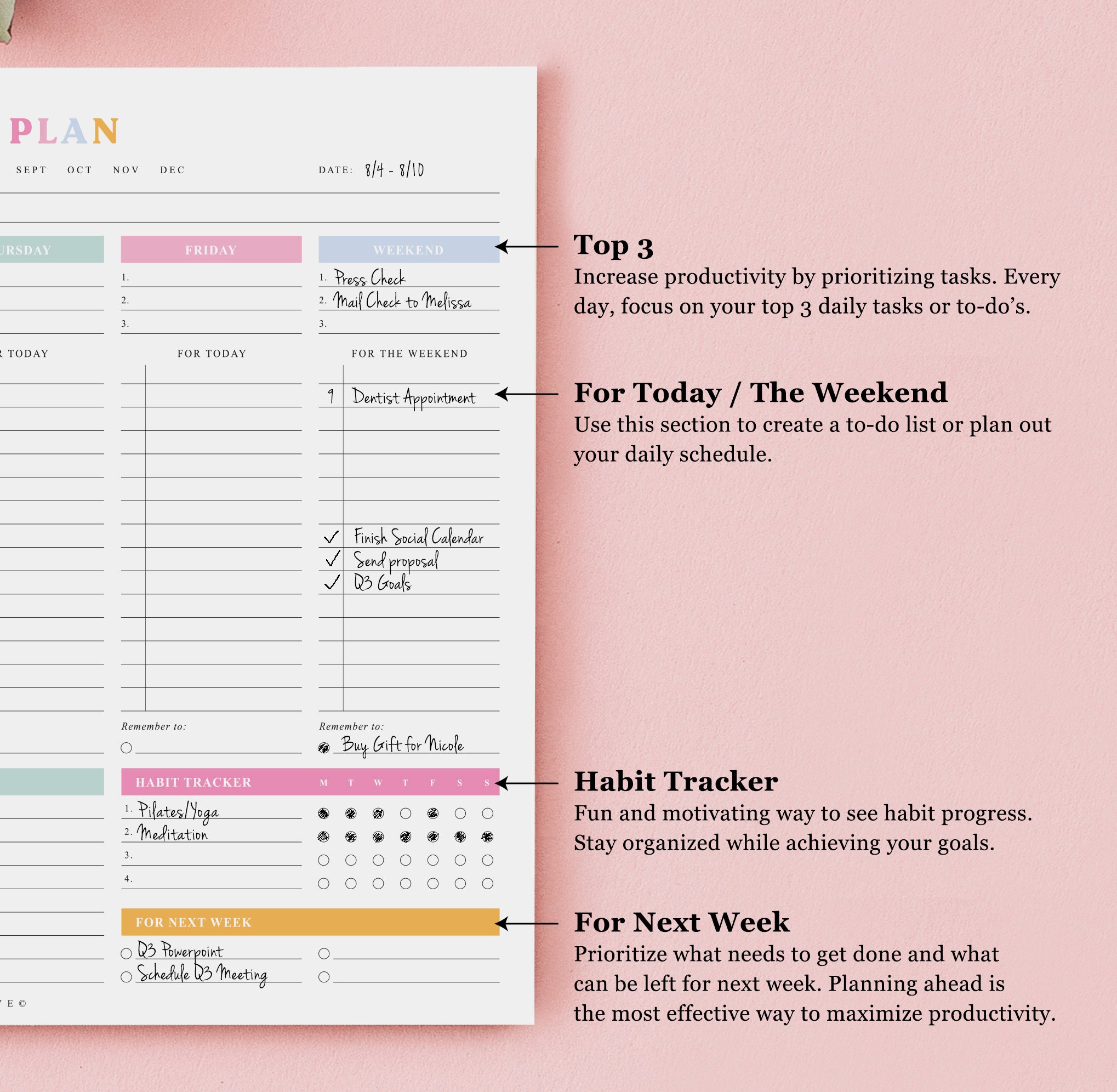 Joyous Affair Weekly Planner