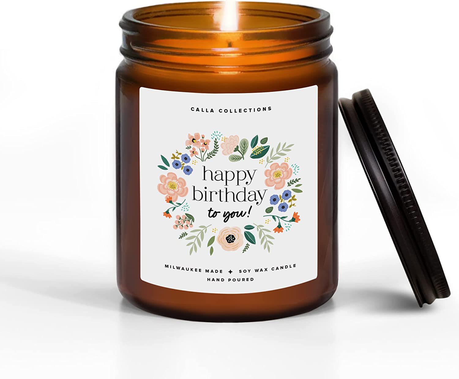 Floral Happy Birthday Candle